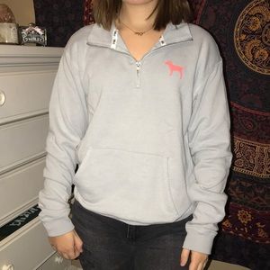 Victoria’s Secret Pink Grey and Coral Quarter Zip